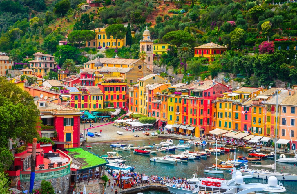 Ligurian coastal scenery visible from the Portofino walking trail